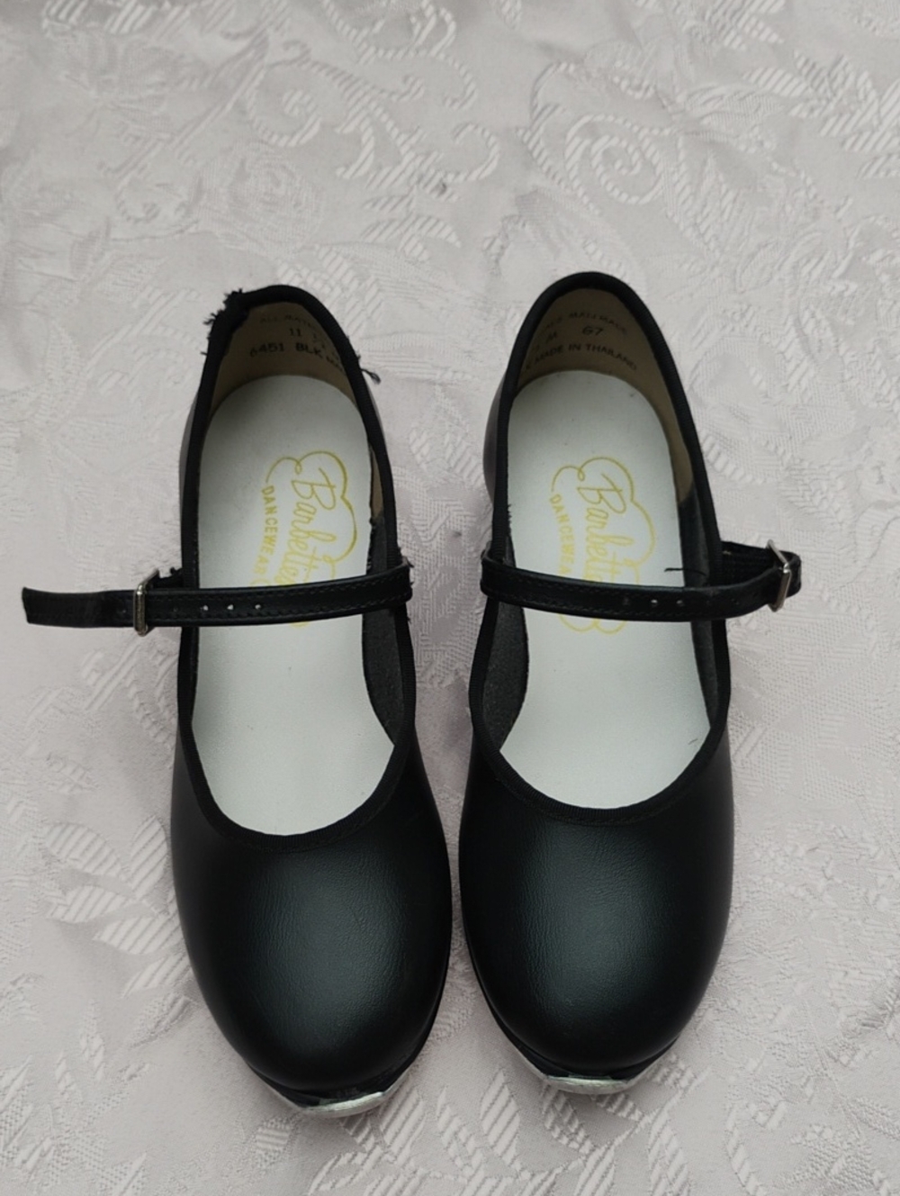 Girls, Barbette's Dance wear, Black Mary Jane Tap Shoes with Ankle Strap, 11.5
